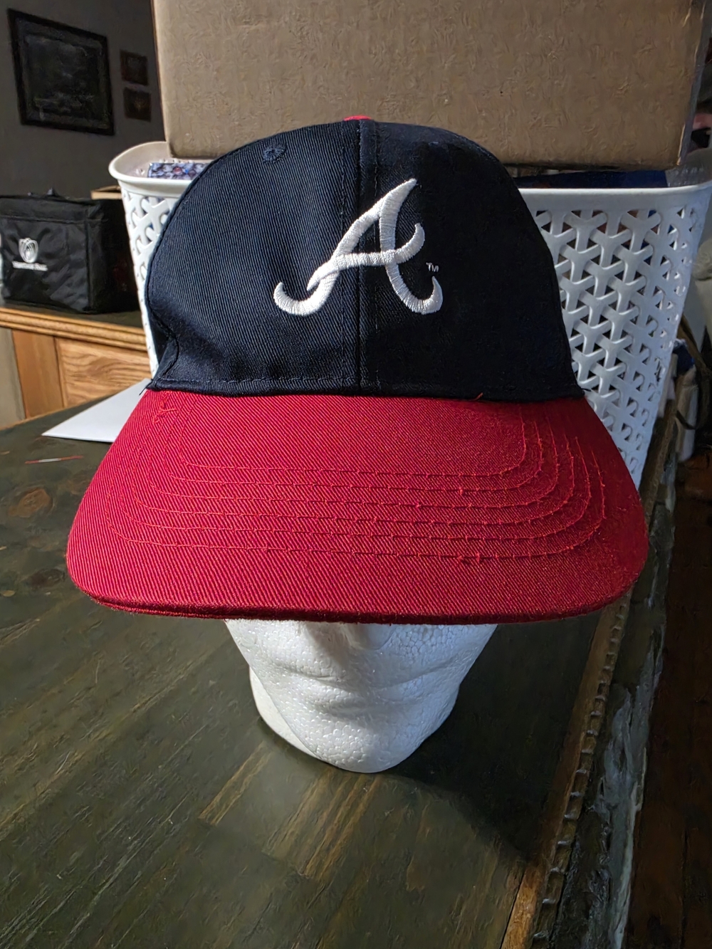 Embroidered 'A' Baseball Cap - Navy and Red